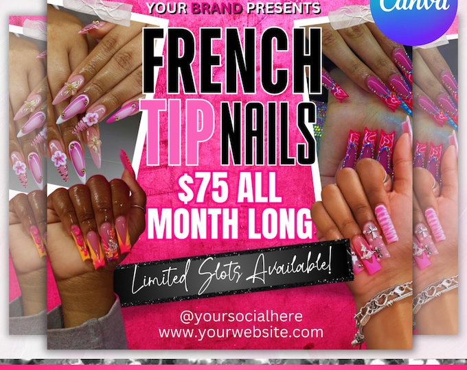 Nail Booking Flyer, Nail Tech Flyer, Nail Appointments flyer, Nail Book Now flyer, Nail Deal Flyer, Nail Special Flyer, Canva Editable