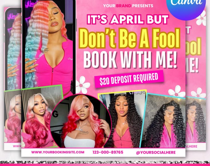 April Booking Flyer, Spring Books Open, Spring Booking, April Beauty Specials, Spring Appointments Available, Lashes Hair, Canva Editable