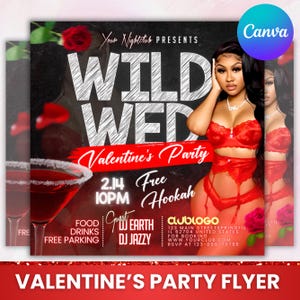 Valentine&#39;s Day Party Flyer: Club Night Invite, Canva Editable