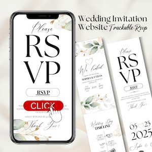 Digital Wedding Invitations with RSVP Link, Trackable RSVP Online Registry Form, Customized Design, Website Wedding Invite, Canva Editable