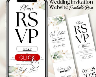 Site Web modifiable de faire-part de mariage : confirmation de présence avec suivi, design Canva (numérique)