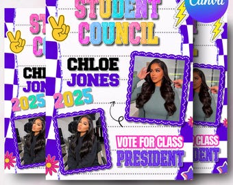 Student Council Campaign Flyer Template, School Election Flyer, Editable Canva Poster, Digital Council Flyer, School Election Poster