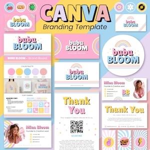 Branding Kit Template, Retro Branding Kit, branding kit for small business,Email Signature, Thank You Card, Facebook YouTube, Canva Editable