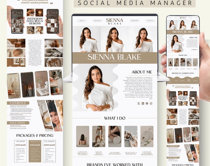 Social Media Manager Canva Website, Canva Website Template for Social Media Agency, Canva Website for SMM, Virtual Assistant, Canva Editable
