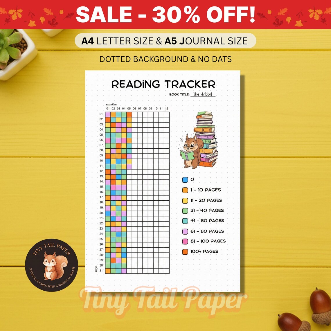 Color Coded Reading Tracker Printable, A4 A5 Journal Insert (PDF) - Etsy