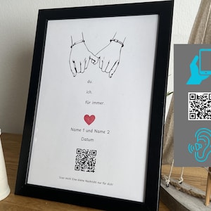 Geschenk Jahrestag für Ihn & Sie, Bilderrahmen mit Sprachnachricht, Hochzeit, Geschenk, personalisiert, Audio, Bild