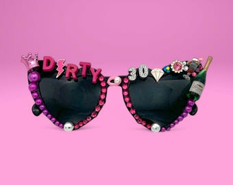 Dirty 30 Birthday Sunglasses, Personalized Birthday Sunglasses, Birthday Gift, I&#39;m 30, Dirty Thirty, 30th Heart Glasses