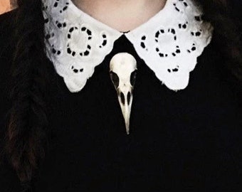 Mini Raven Skull Necklace, Resin Bone Jewelry Bird Skull Necklace, Goth Skull Gift, Gothic Viking Oddities Curiosities Witchy Pendant, 2.75"