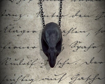 Bone Necklace Black Rat Skull Resin Replica Pendant Spooky Heavy Metal Goth Gift