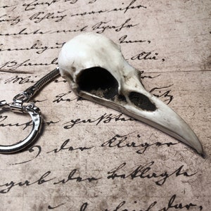 Gifts for Goth Boyfriend, Raven Skull Keychain Skull, Goth Bird Skull Gothic Witchy Pagan Skull Keychain, Bone Alchemy Key Fob Decor Oddity