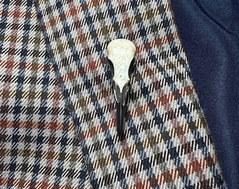 Raven Skull Brooch Pin Bird Bone Lapel Pin, Whimsy Resin Jewelry Corvid Curiosities & Oddities, Super-Mini