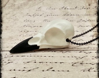 Natural Crow Skull Pendant Necklace Gothic Gift Idea Cast Resin Replica 2.5&quot; Magpie Skull Viking Odin Norse Mythology Jewelry