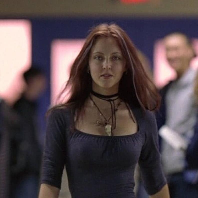 Scene from Ginger Snaps Movie Bird Skull Necklace Crow Pendant worn by Ginger Fitzgerald