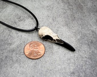 Oddities Gift Raven Skull Necklace Super-Mini 1.5" Tiny Bone Jewelry Resin Skull Gothic Gift Bird Skull Animal Bones Charm, SHIPS IN 24hrs
