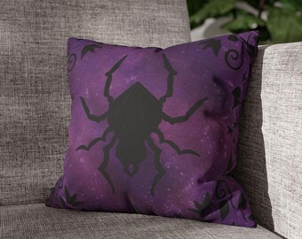 Funda de almohada de araña negra espeluznante / Funda de almohada cuadrada de ante sintético