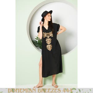 Embroidered Maxi Caftan Dress, Bohemian Summer Dress, Boho Kaftan, Long Embroidered Dress