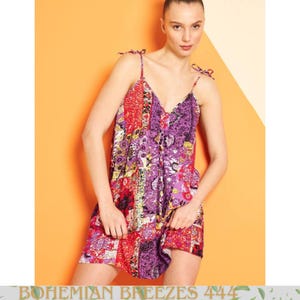 Boho Mini Viscose Dress: Ruched Front, Adjustable Straps