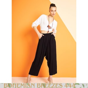 Pantaloni harem boho / Pantaloni avvolgenti in morbida mussola di cotone / Pantaloni da yoga per donna / Pantaloni da ballo hippie