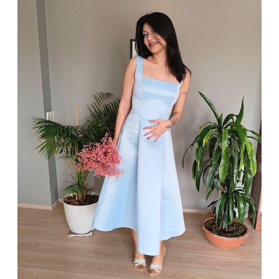 light blue square neck dress Ribbed Tank or no bra Scyoekwg Women'S Casual Dresses Sleeveless