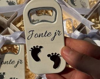 Abridor de botellas magnético personalizado para baby shower: regalo personalizado para recién nacidos
