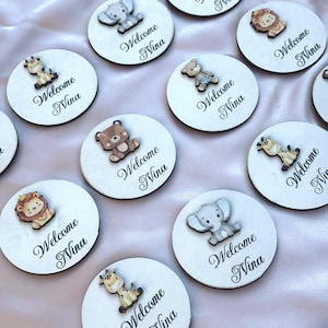 Cute Baby Animal Magnets – Baby Shower Favors, Wooden Baby Gifts, Animal Party Favor for Baby Shower, Animal Fridge Magnet for Baby Showers
