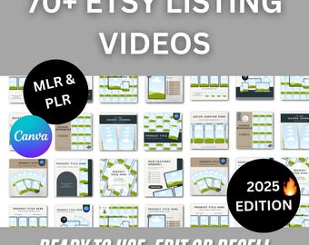 70+ Etsy Listing Video Vorlage Mockup | 2025 Mockup Vorlagen Bündel | Canva Bearbeitbare Mockups für Etsy | Master Wiederverkaufsrechte