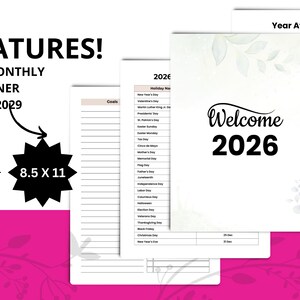 Planificador mensual / Calendario mensual / Planificador imprimible / Planificador digital / Planificador de productividad / Planificador de notabilidad / Planificador minimalista
