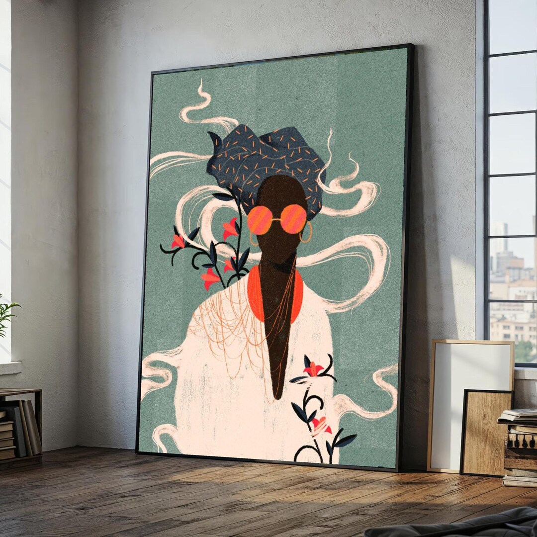 Modern Abstract Woman Portrait Canvas, Afrocentric Wall Art ...