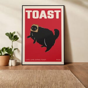 Arte en Lienzo de Gato Toast, Arte Pared Divertido para Cocina, Decoración para Amantes de los Gatos, Póster de Gato, Decoración para Hogar