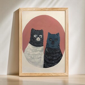 Lienzo de Gato Enmascarado – Divertido Arte de Gato Ladrón – Póster Animal para Sala – Decoración Moderna para Amantes de los Gatos