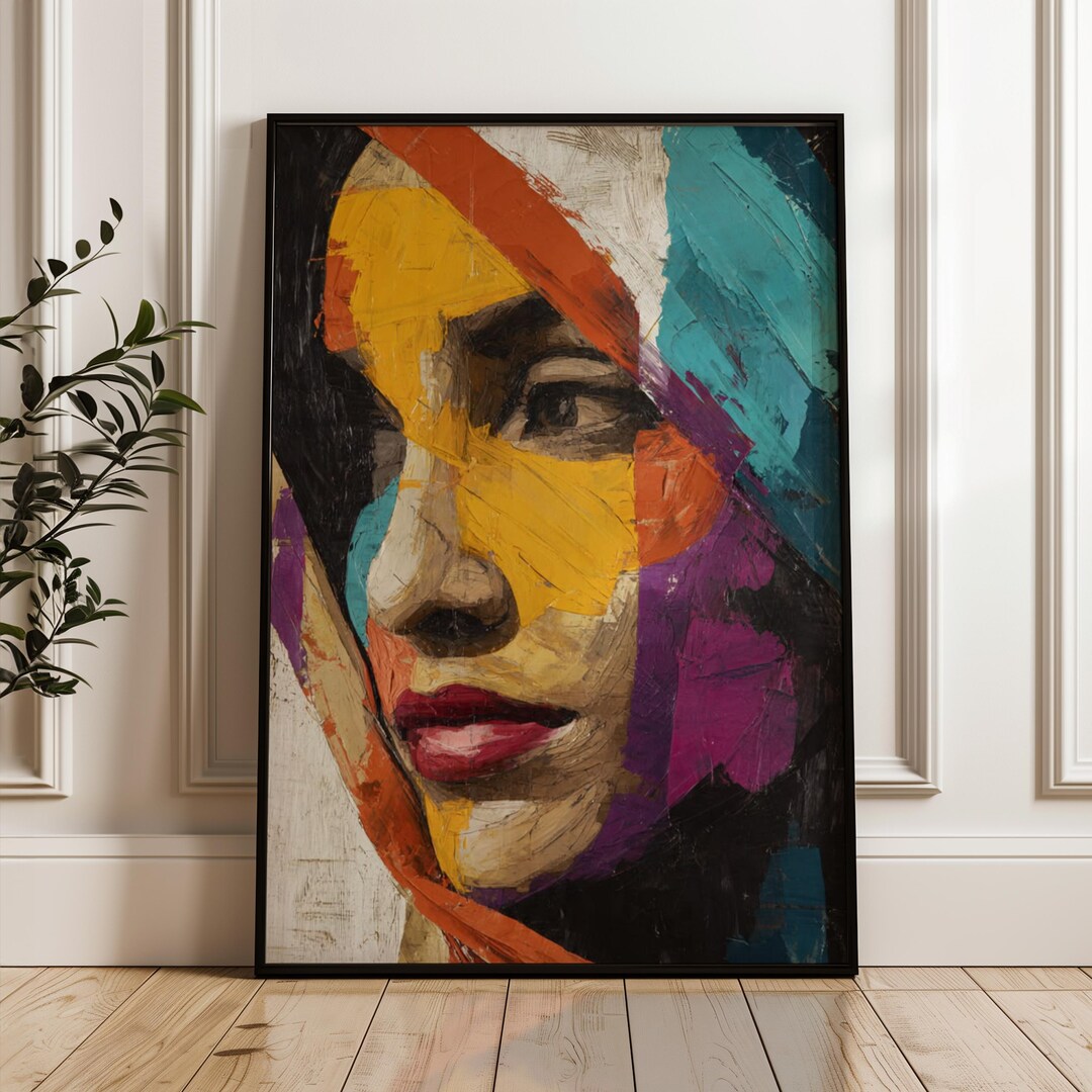 Abstract Woman Portrait Wall Art Colorful Face Painting Modern ...