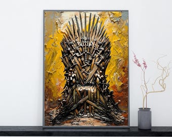 Impression sur toile trône de fer, chaise épée, art fantastique, décoration murale inspirée du jeu