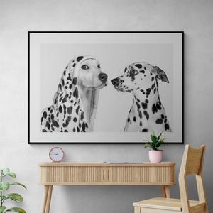 Dalmatiner Hunde Leinwanddruck, Minimalistisches Hundegemälde, Schwarz-Weiß Haustier Wandkunst, Geschenk für Dalmatiner Liebhaber