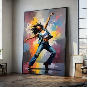 Dynamic Dance Pose Canvas, Urban Style Wall Art, Modern Abstract Background, Energetic Movement Canvas, Ready To Hang, Framed Wall Art