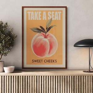 Nimm Platz, Sweet Cheeks Lustige Leinwand Wandkunst - Humorvolle Poster Wanddeko für Wohnzimmer oder Badezimmer - Trendiges Poster Kunstwerk