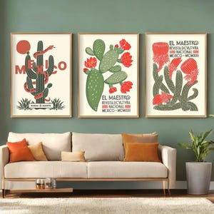Mexiko Kaktus Blume Wandkunst Drucke, Leinwand Malerei Poster für Wohnzimmer, Wohnkultur, Naturkunst, Trendige Wandkunst