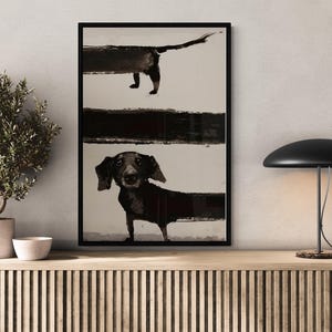 Arte de parede em tela impressa com cachorro dachshund - Arte de parede com pôster de cachorro salsicha - Decoração de parede com estampa de animal fofo para sala de estar ou quarto de criança