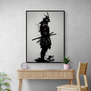 Poster Samurai giapponese - Stampa su tela Guerriero - Arte murale giapponese vintage per casa e ufficio, moderna arte murale su tela, poster su tela Samurai