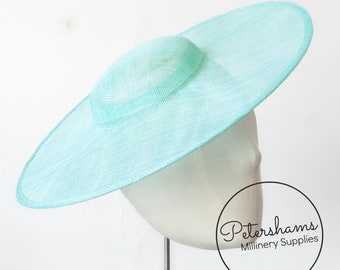 Aqua 17cm Round Sinamay Button 
