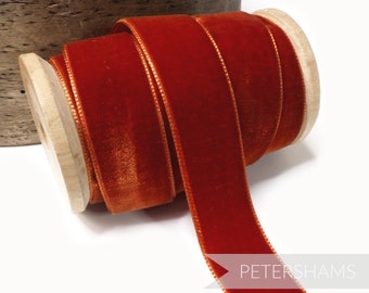 Ruban velours français Auburn 23 mm pour chapellerie, garniture de chapeaux et travaux manuels 1 mètre (1,09 yard)