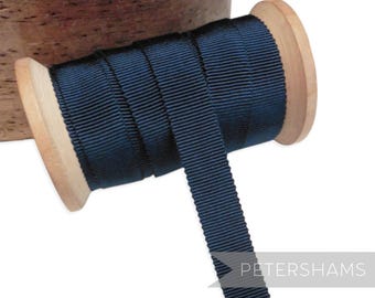 Deep Navy French Millinery Petersham Ribbon 3 Sizes (15mm No.3, 25mm No.5, 40mm No.10)