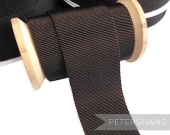 Dark Brown French Millinery Petersham Ribbon 3 Sizes (15mm No.3, 25mm No.5, 40mm No.10)
