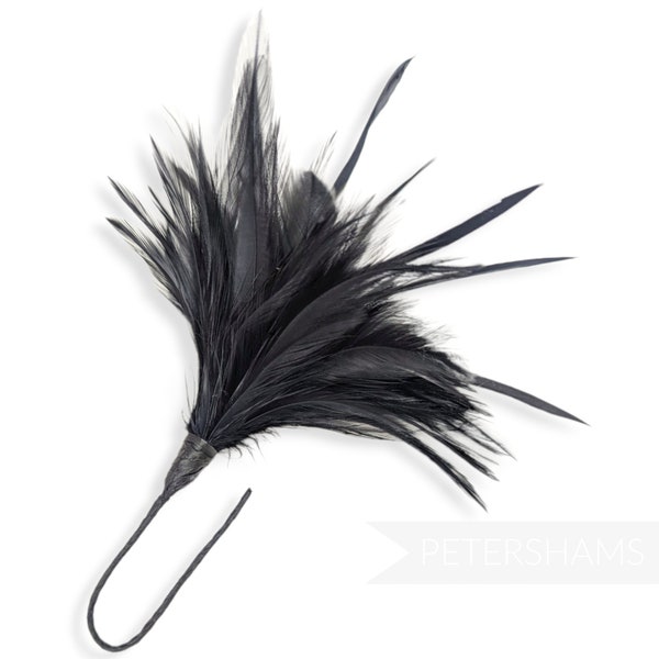 Fluffy Goose Biot & Hackle Feather Hat Mount Trim for Fascinators, Wedding Bouquets and Hat Making -  Black