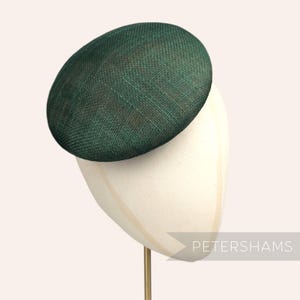 17cm Round Sinamay Button Fascinator Hat Base for Millinery & Hat Making - Bottle Green