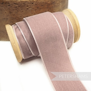 36 mm französisches Samtband für Kopfschmuck, Hutbesatz & Kunsthandwerk 1 Meter (1.09 yards) - Altrosa