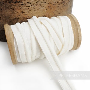 5mm Velvet Insertion Piping Cord for Millinery, Hat Making and Crafts - 1m - Ivory