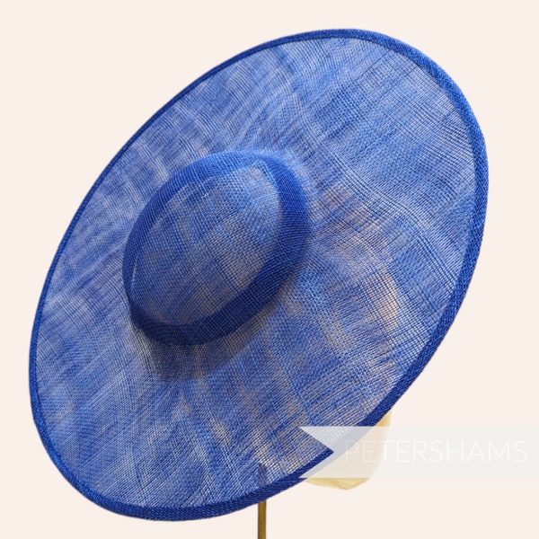 Cartwheel Sinamay Fascinator Hat Base pour la chapellerie et la fabrication de chapeaux - Deep Royal Blue