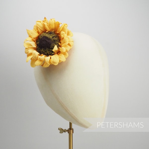 Silk 'Tonya' Sunflower Millinery Flower Hat Mount for Hat Trimming - Yellow