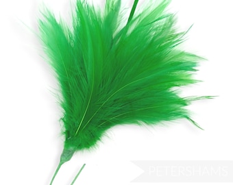 Fluffy Goose Biot & Hackle Feather Hat Mount Trim for Fascinators, Wedding Bouquets and Hat Making -  Emerald Green