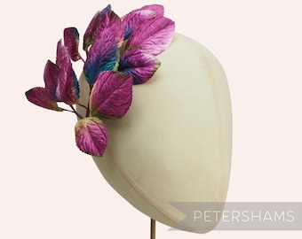 Velvet 'Myra' Wired Leaf Millinery Hat Mount for Millinery and Hat Making - Jewel Mix